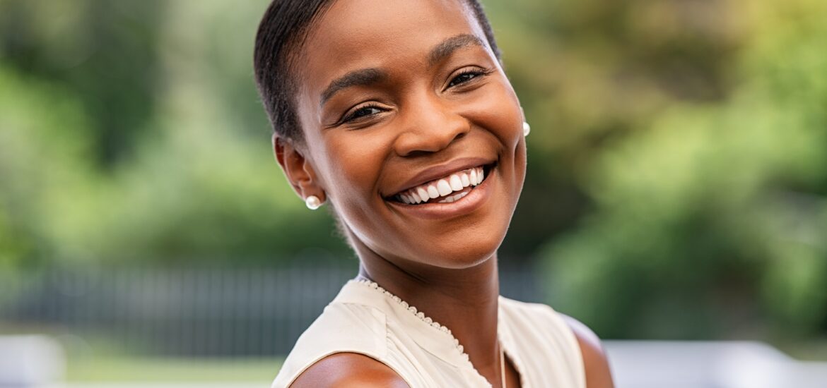 attractive woman showing off her perfect smile